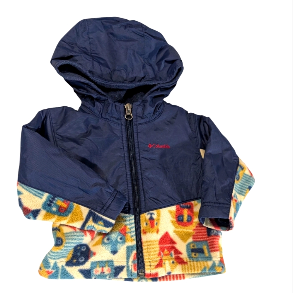 Columbia Infant Hooded Fleece‎ Nylon Jacket Forest Animal Theme